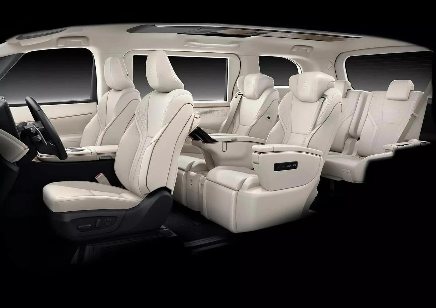 Thiết kế nội thất Lexus LM500h 6 chỗ màu trắng tinh tế