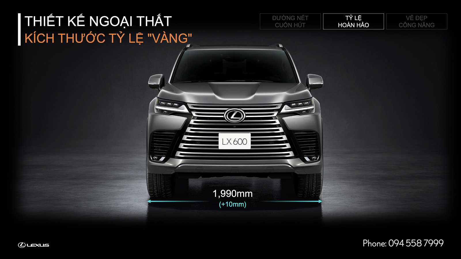 Kích thước phần đầu xe Lexus LX600