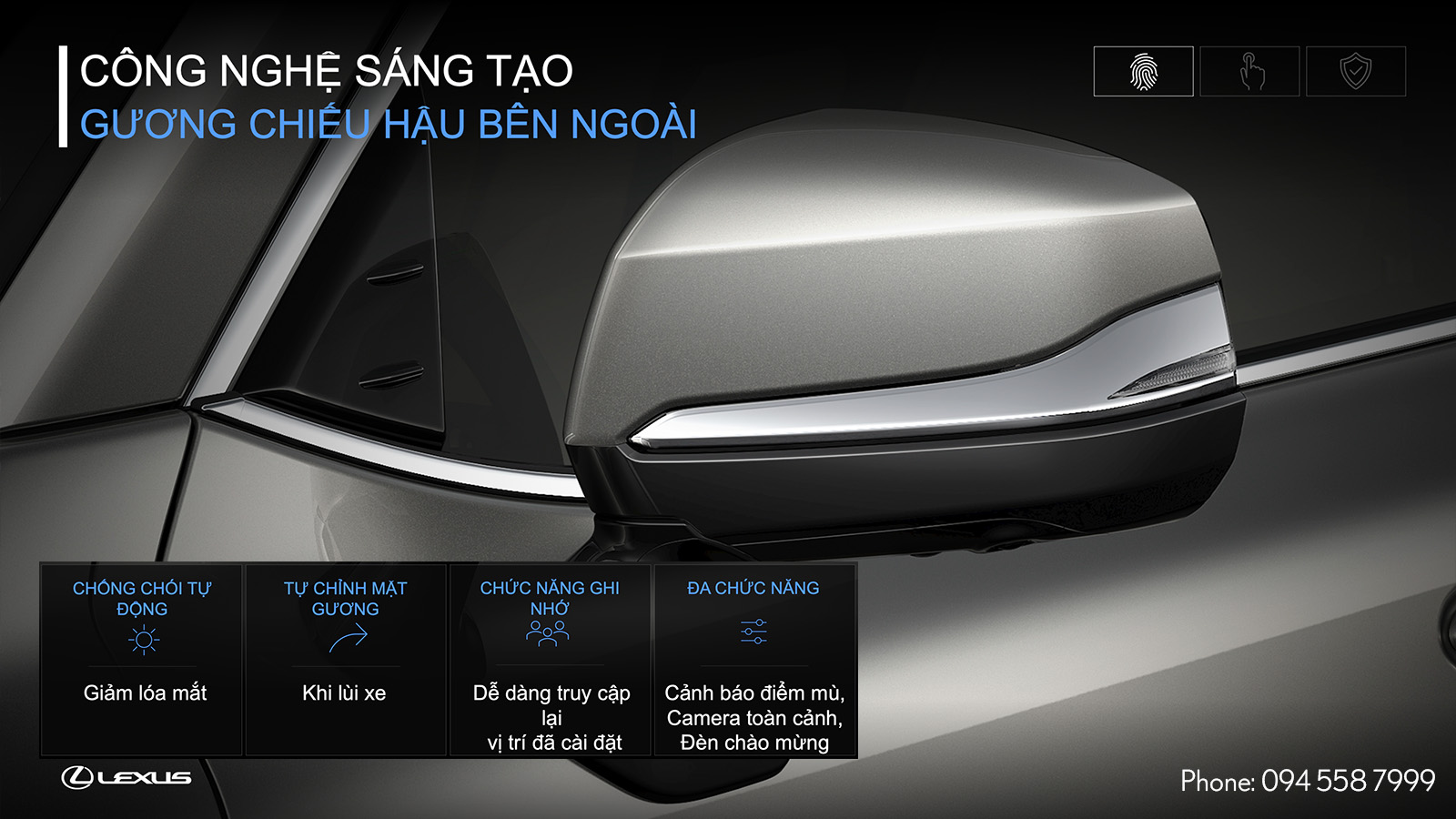 Gương chiếu hậu bên ngoài trên xe Lexus LX 600
