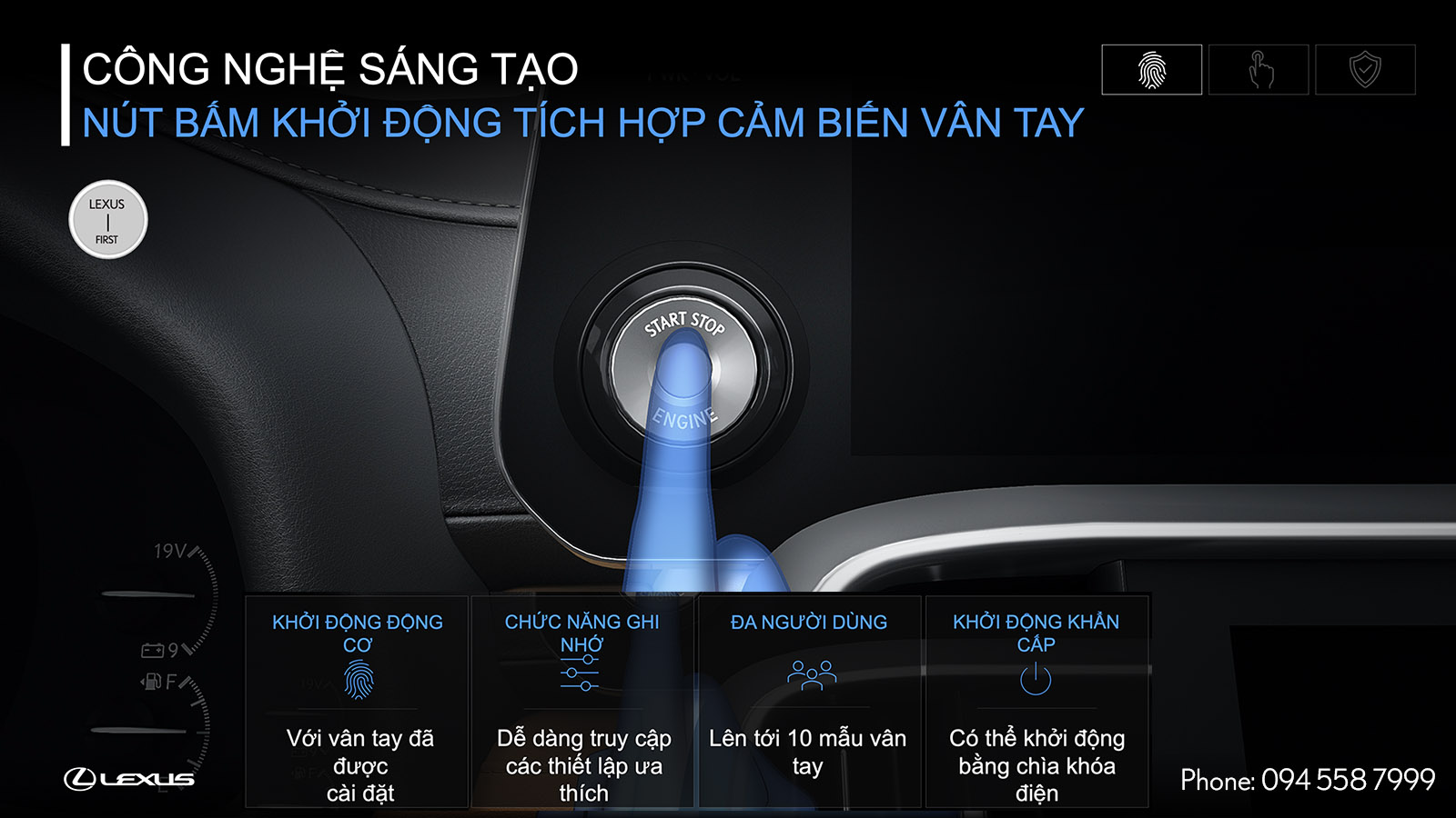 Nút bấm khởi động tích hợp cảm biến vân tay