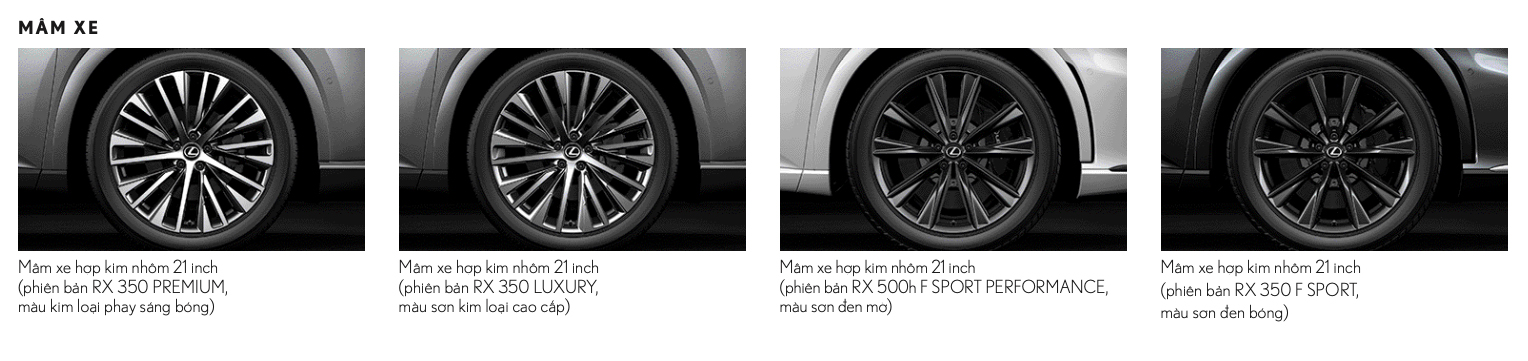 Lazăng trên các phiên bản lexus RX 2024